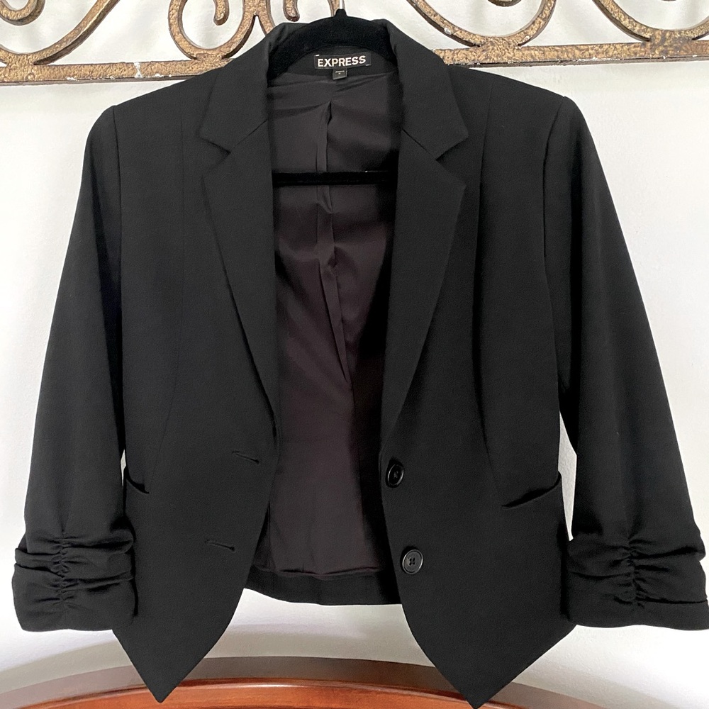 Express Black Blazer 3/4 Ruched sleeves